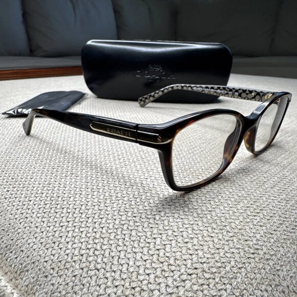Coach Confetti Eyeglasses HC6065 5287 Frames Light Brown Gold w Case 49-17-135 - Picture 1 of 8